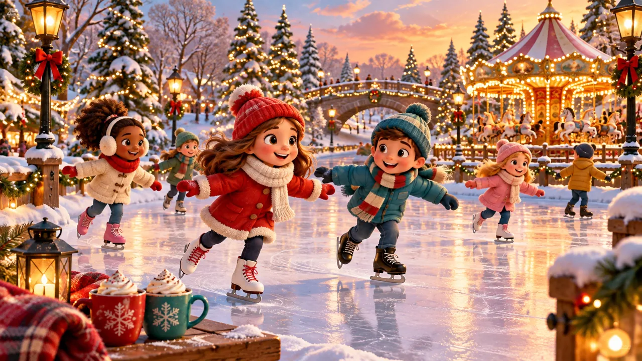 Original Stage NJ family illustration; not Van Saun County Park · Winter Wonderland